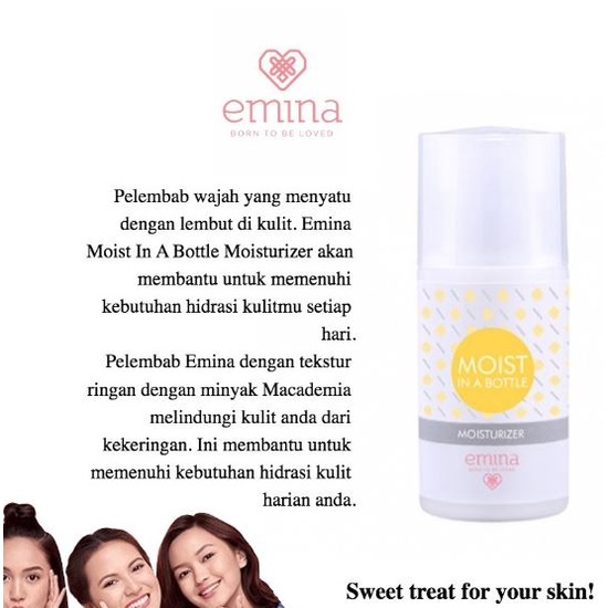 Jual emina moist in a bottle moisturizer 50 ml / Pelembab Wajah Emina