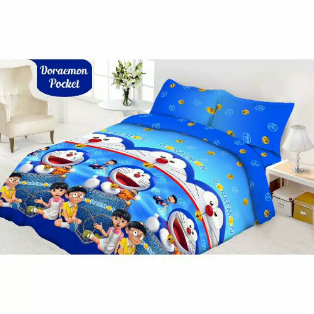 Jual Bedcover Vito Set King Terlaris motif Doraemon Pocket 180x200 cm