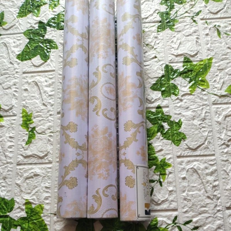 Jual Wallpaper Dinding Sticker Motif Batik Kuning Elegant 10/9.5 meter