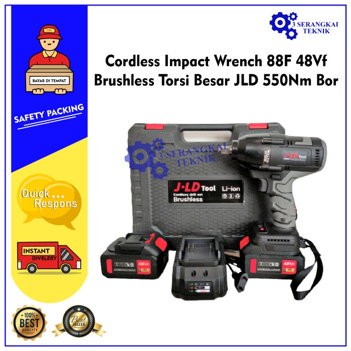 Jual Cordless Impact Wrench 88F 48Vf Brushless Torsi Besar JLD 550Nm Bor Shopee Indonesia