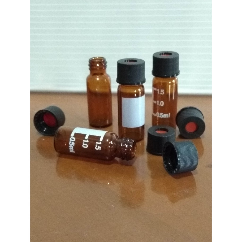 Jual Sample Vial Botol Vial 2 ml Amber Include with Screw Cap Red PTFE