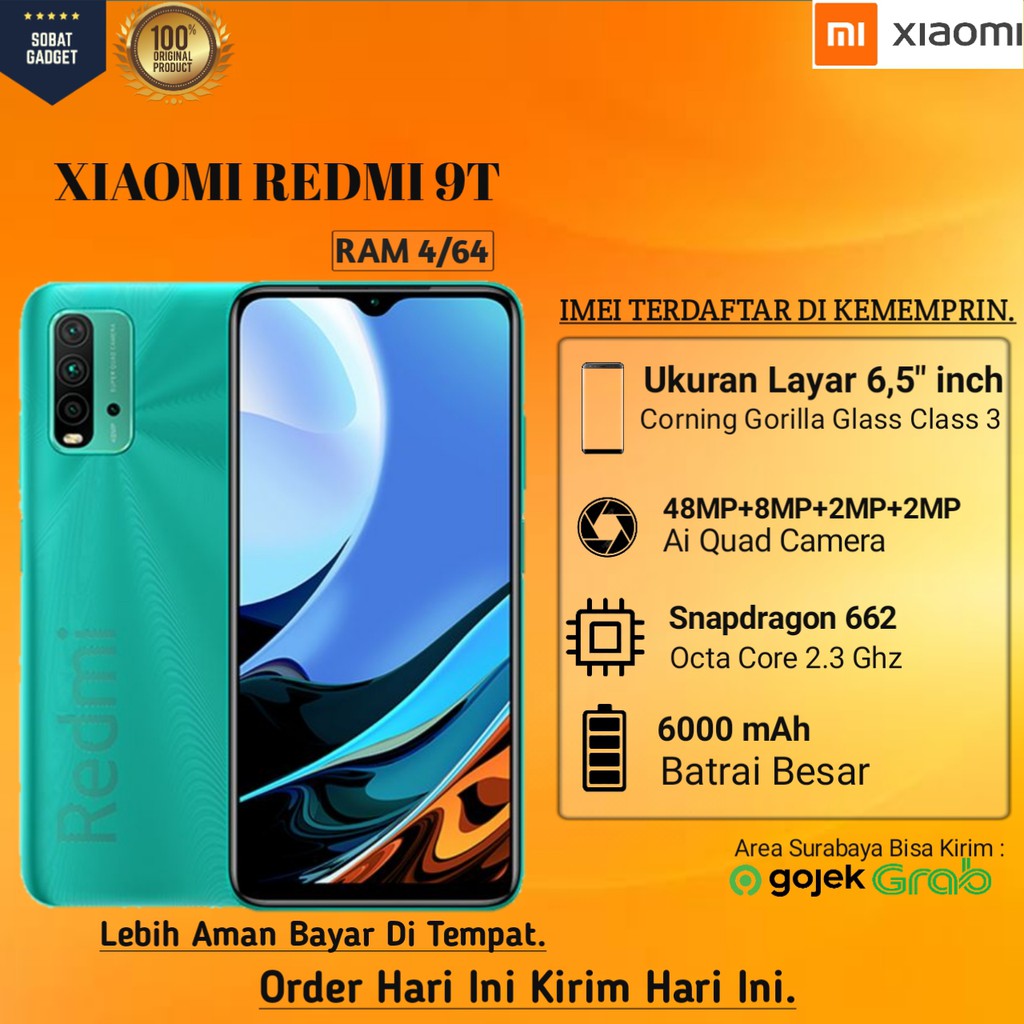 Jual XIAOMI REDMI 9T RAM 4/64 BERGARANSI XIAOMI TAM INDONESIA Shopee(03)