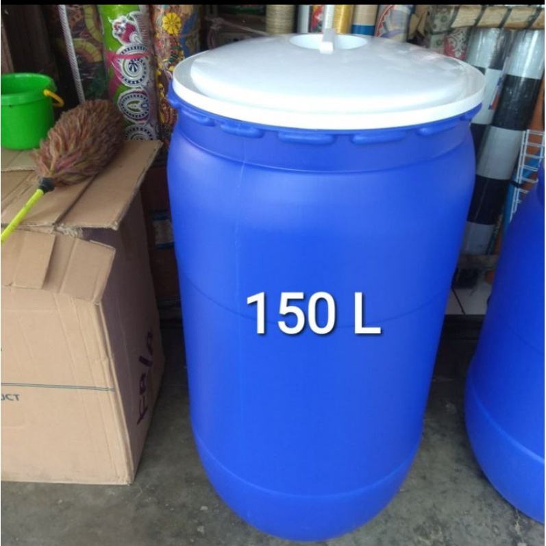 Jual TONG AIR BIRU TUTUP PLASTIK 150 Liter Green Leaf/GENTONG PLASTIK(03)