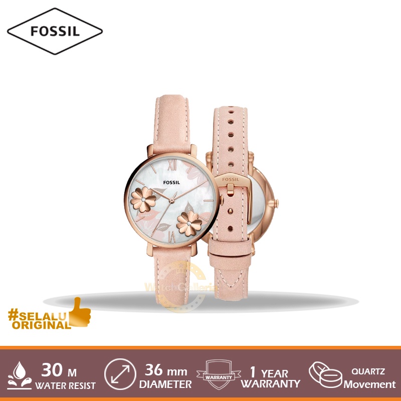 Jual Fossil ES4671 JACQUELINE THREEHAND BLUSH LEATHER WATCH Shopee