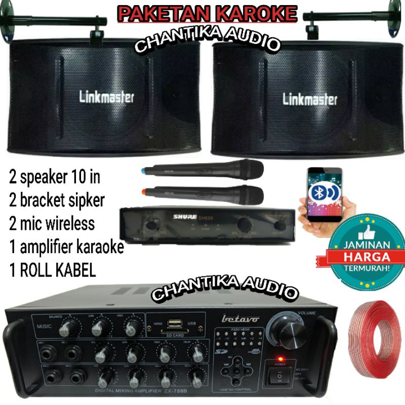 Jual PAKET SOUND SYSTEM KARAOKE SPEAKER LINKMASTER AMPLIFIER KARAOKE