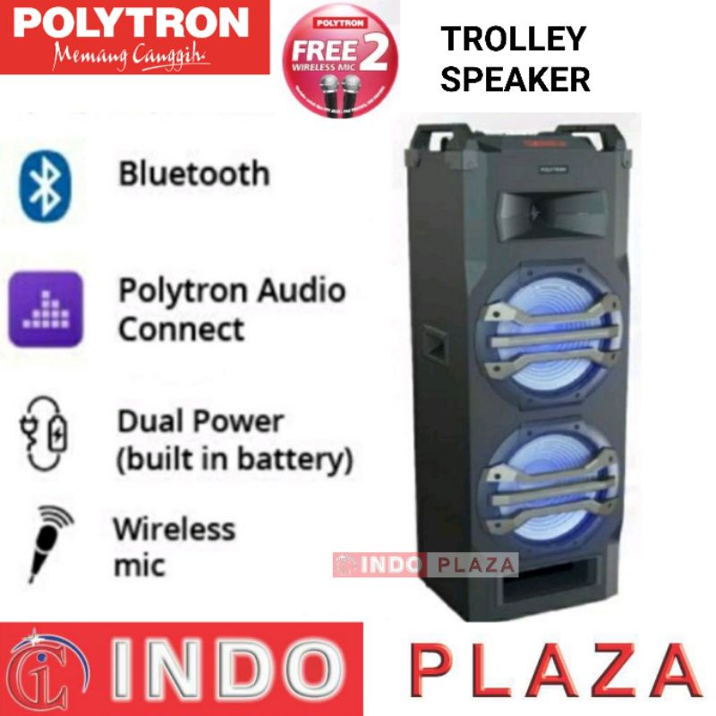 Jual SPEAKER POLYTRON PORTABLE PTS12KF25 BLUETOOTH + FREE WIRELESS MIC