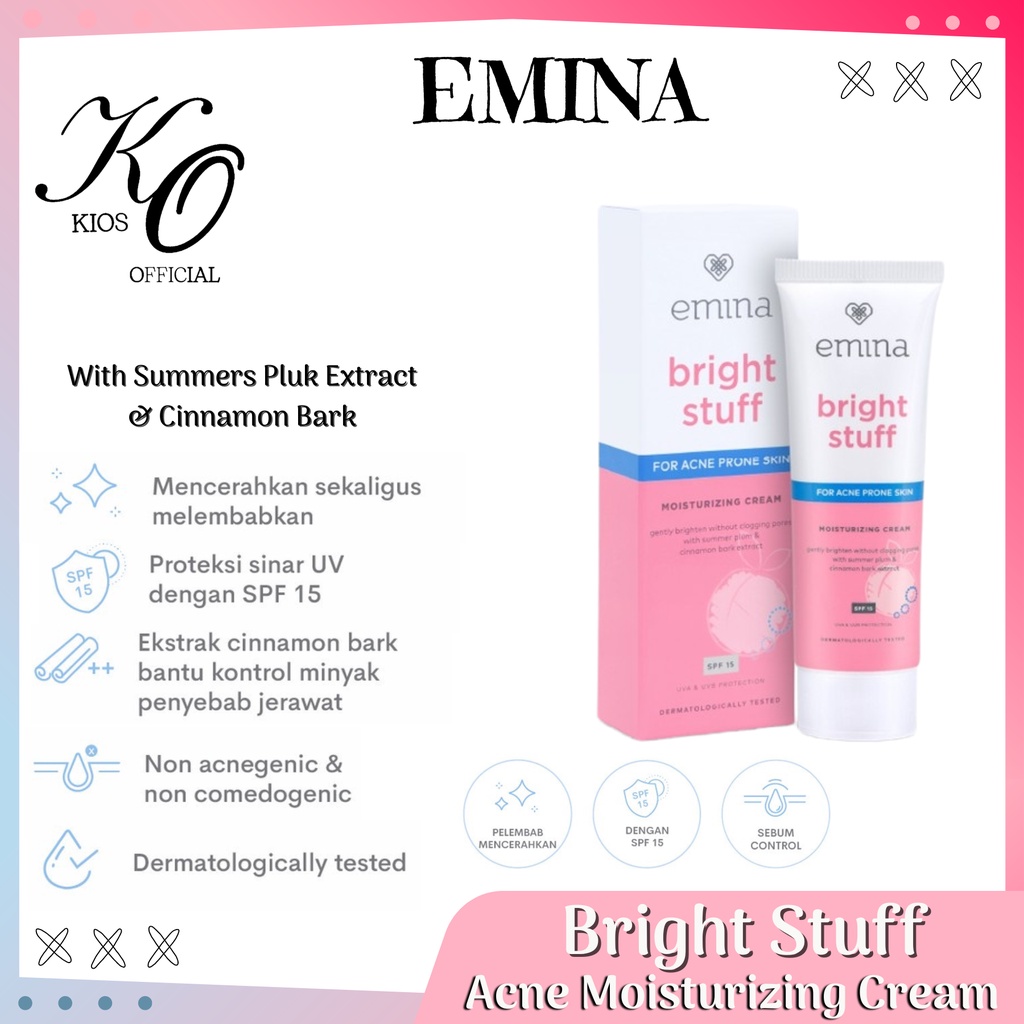 Jual Emina Bright Stuff For Acne Prone Skin Moisturizing Cream 20ml