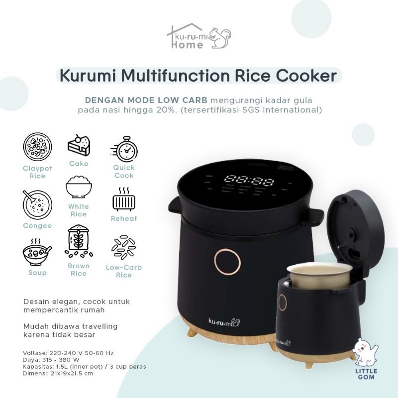 Jual Kurumi Multifunction Rice Cooker KH200 With Low Carb Function