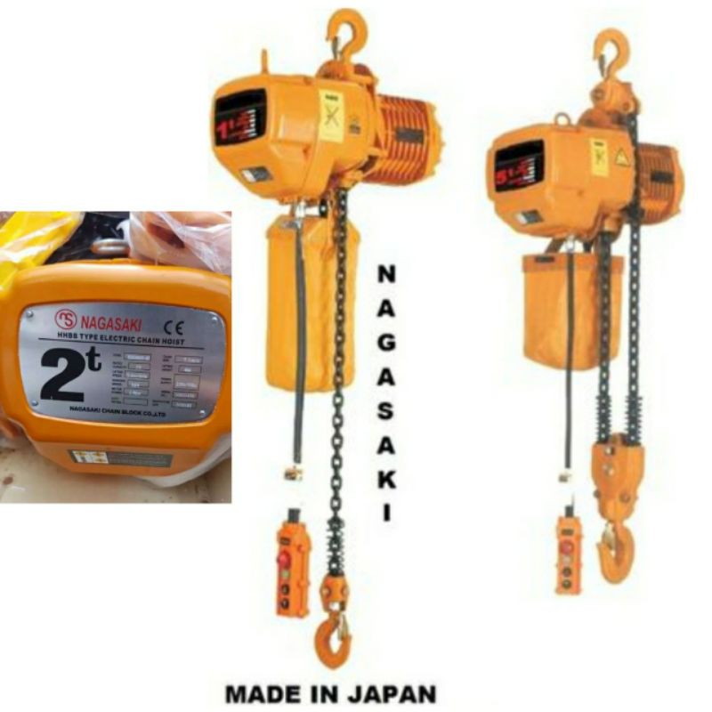 Jual ELECTRIC CHAIN HOIST 2 ton x 20 meter 3 Phase Nagasaki Takel