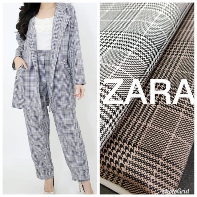 Jual ONESET BLAZER + PANTS zara premium bahan Import / dapat blazer + celana / BLAZER SET