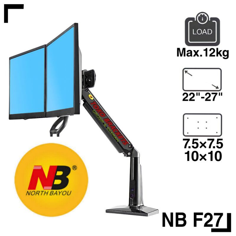 Jual Bracket Dual Monitor 22 sd 27 inch Single Stand Dual Monitor Desk