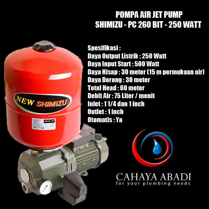 Jual POMPA AIR JET PUMP SHIMIZU PC 260 BIT 250 WATT PLUS TABUNG
