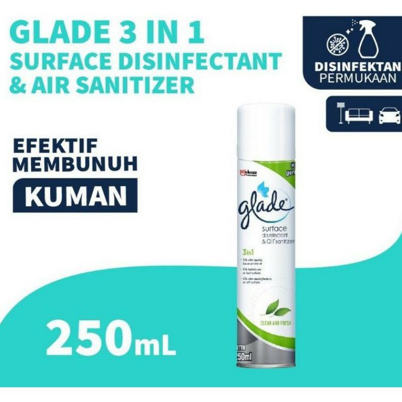 Jual Glade 3 in 1 surface disenfectan spray 250ml / air saniter