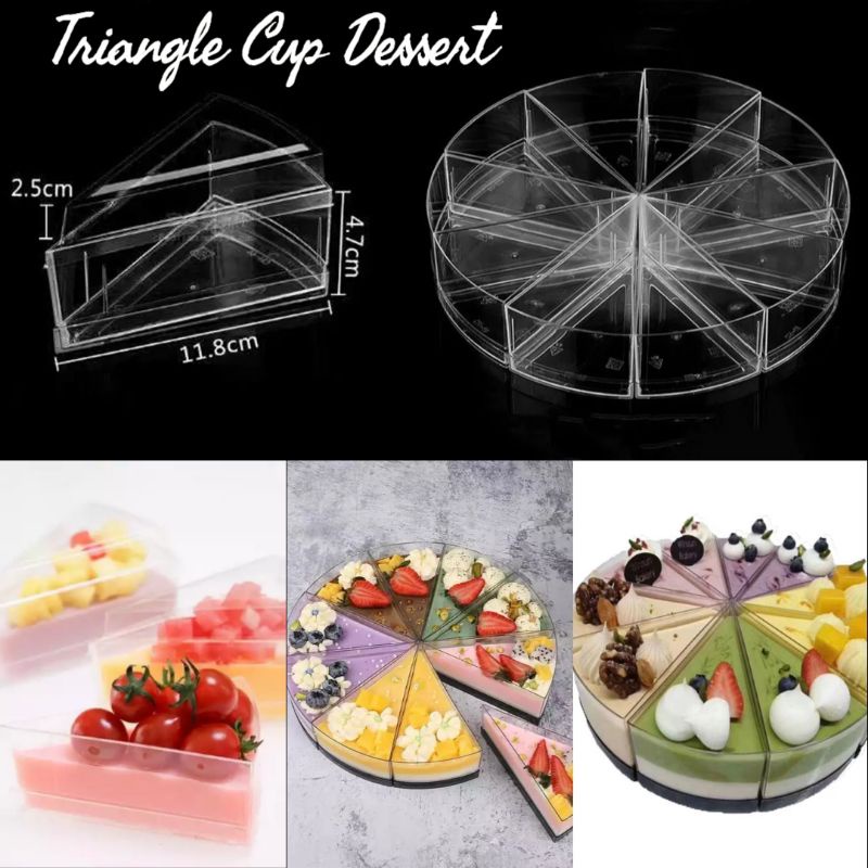 Jual TRIANGLE CUP ACRYLIC DESSERT SEGITIGA DESSERT CAKE CH48 MIN 10PCS