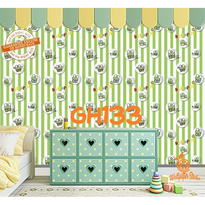 Jual Stiker dinding wallpaper stiker motif keropi hijau kode GH133