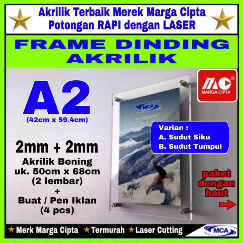 Jual Frame Akrilik A2 / Acrylic Frame / Frame Dinding / Marga Cipta