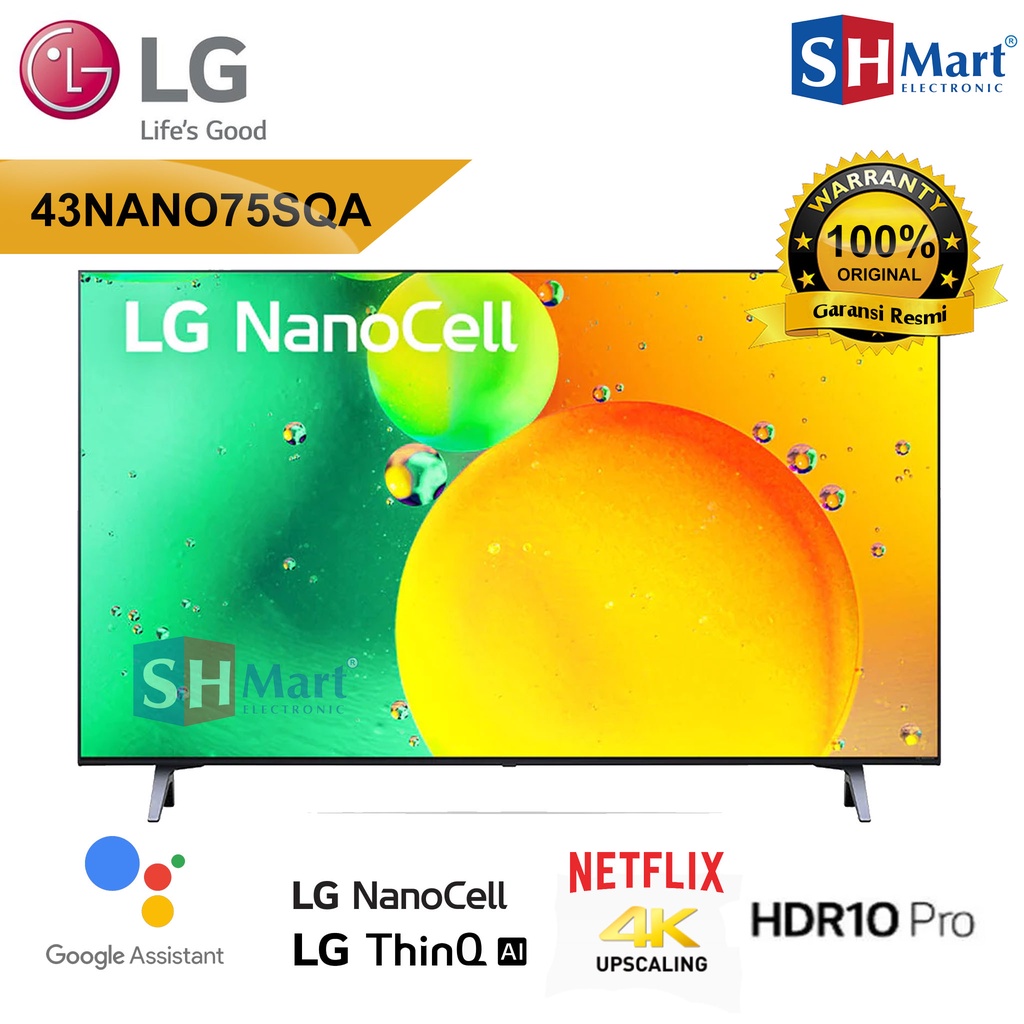 Jual SMART TV LG 43 INCH 43NANO75SQA UHD 4K HDR NANO CELL TV 43NANO75 NEW 2022 GARANSI RESMI
