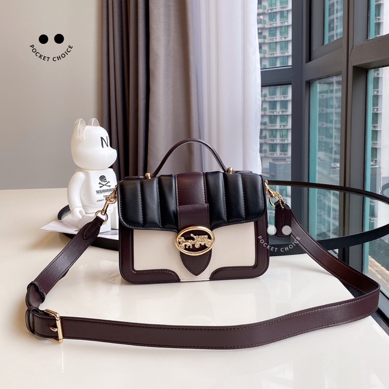 Jual Coach Top Handle With Linear Quilting Sling Bag Original