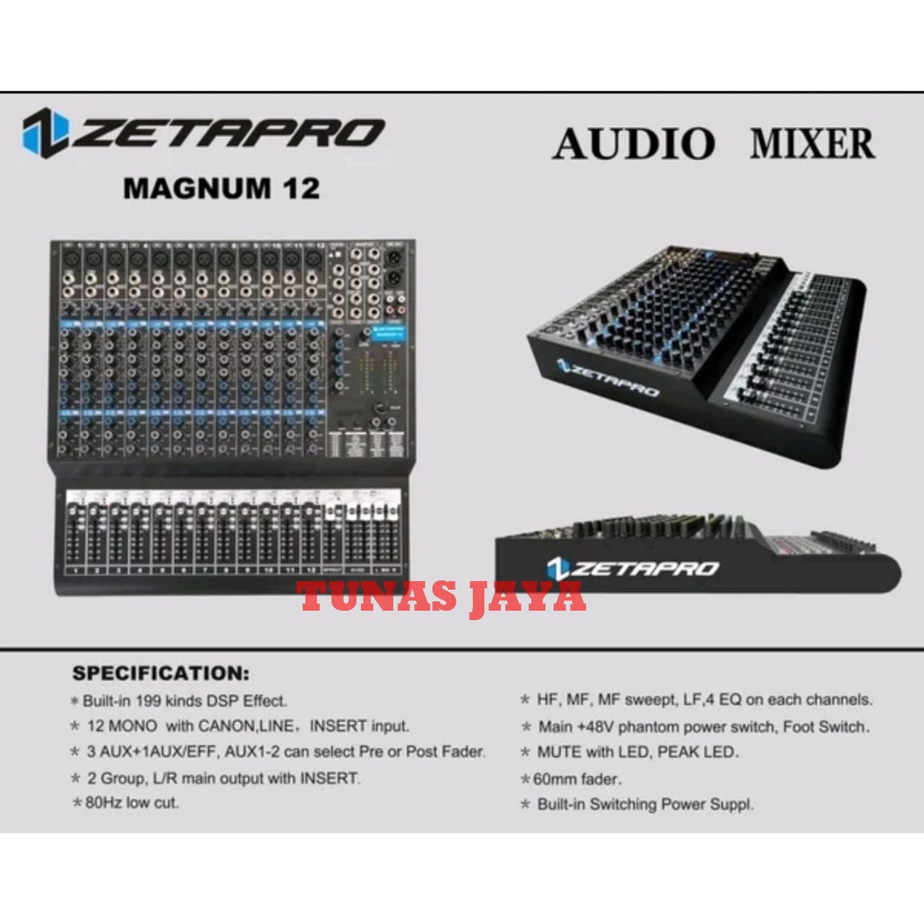 Jual MIXER AUDIO ZETAPRO MAGNUM 12 MAGNUM12 12 CHANNEL ORIGINAL