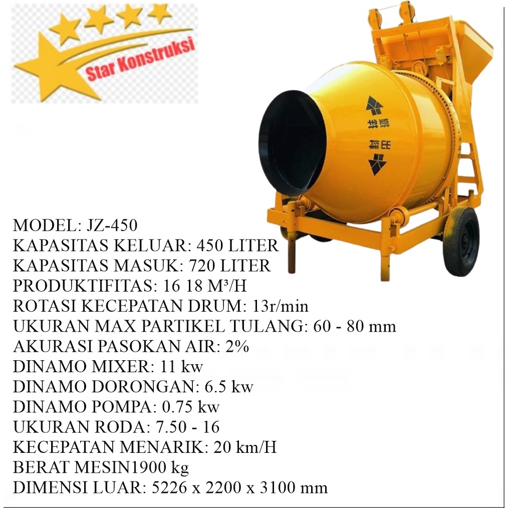 Jual MESIN CONCRETE MIXER / PENGADUK SEMEN 450 LITER Shopee Indonesia