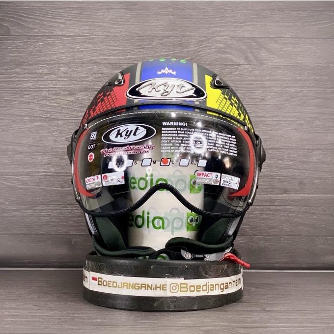 Jual KYT HELM ELSICO 7 BLACK DOF YELLOW HALF FACE HELM RETRO CLASSIC Stok Baru Shopee