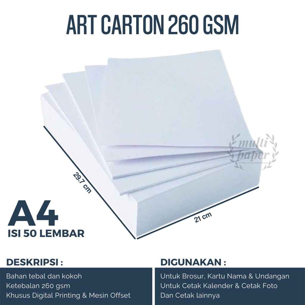 Jual Kertas Art Carton 260 gsm A4 isi 50 lembar / Art Carton 260 gsm Shopee Indonesia
