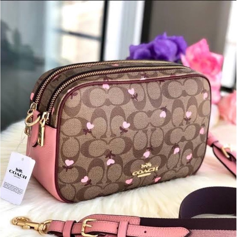 Jual Crossbody Bag Coach Jes in Signature with Heart Floral Shopee