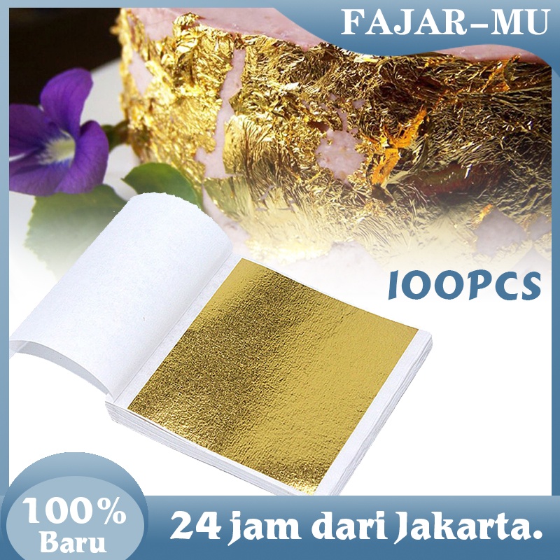 Jual Gold Foil Leaf Gilding 100 Sheets Leaf Foil Sheet Gold Flakes Foil