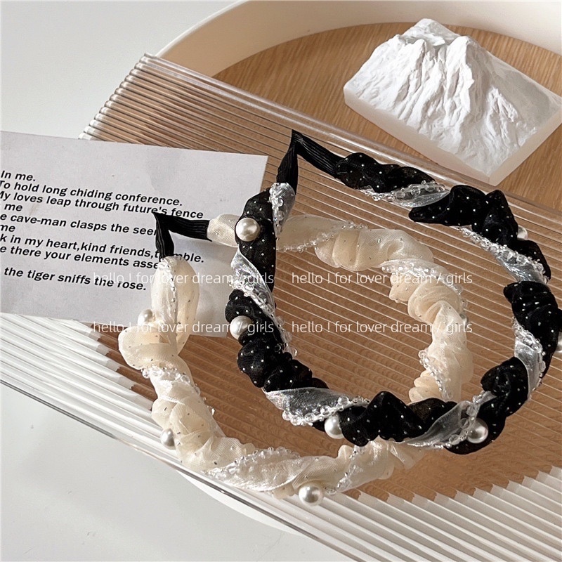 Jual Town Shell lace korean headband / bando korea mutiara / head band / bandana Shopee Indonesia