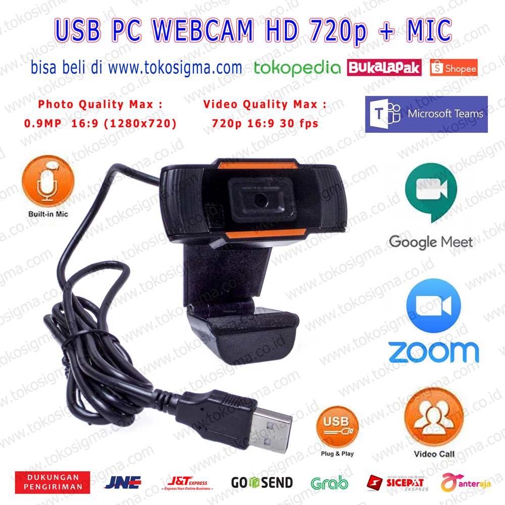 Jual USB WEBCAM WEB PC CAMERA +MIC ZOOM MEETING GOOGLE MEET HD 720P ORANGE Shopee Indonesia