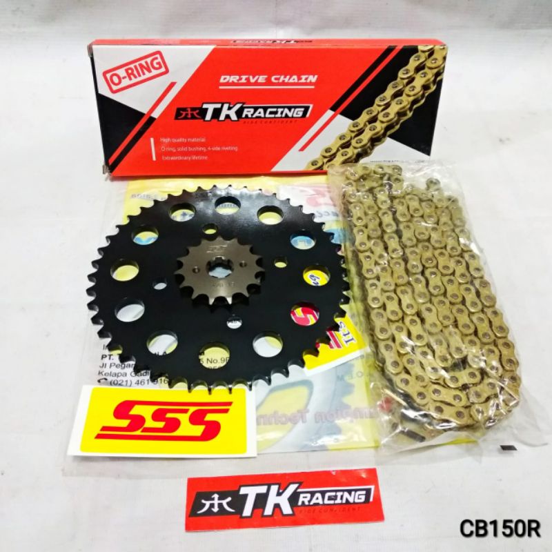 Jual Gear Set SSS Hitam CB150R / CBR150R + Rantai ORing TK Racing