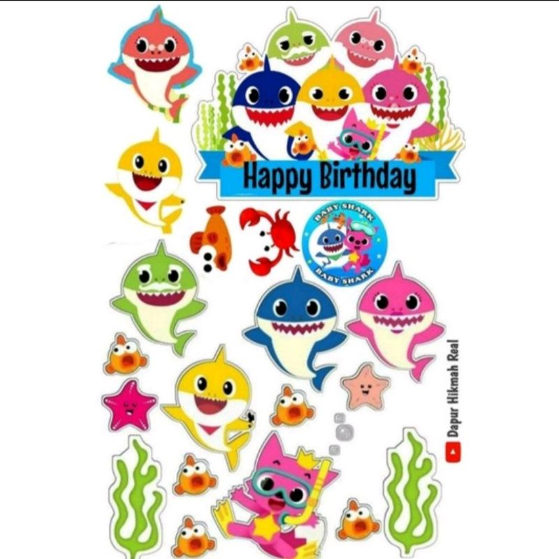 Jual Topper Baby Shark / Topper Happy Birthday Hiasan Cake Shopee
