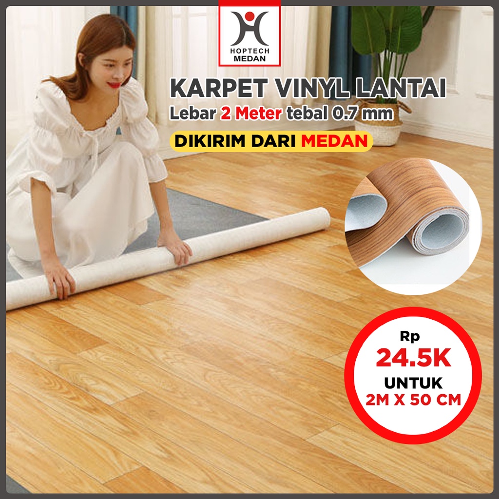 Jual KARPET LANTAI VINYL gulungan kayu TEBAL 0.7MM /dekorasi /LEBAR 2