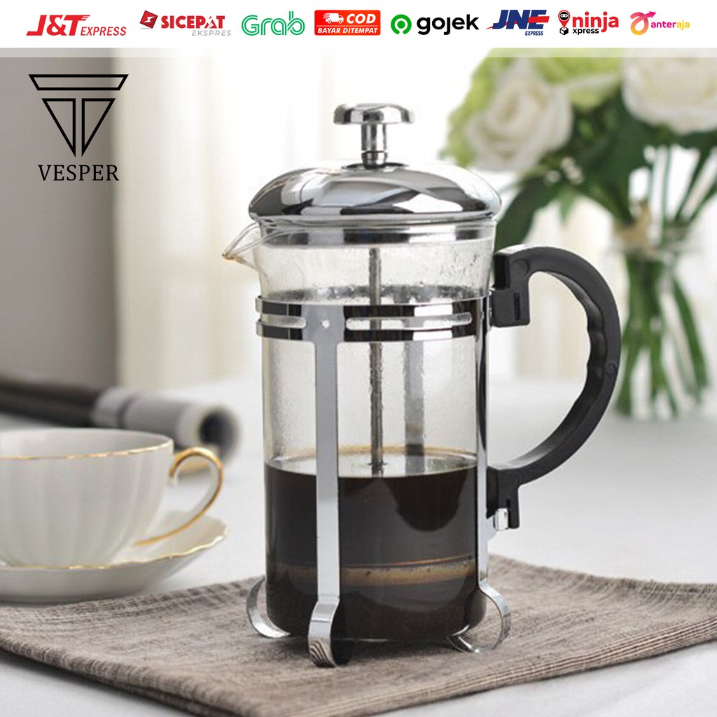 Jual french press coffee tea maker pot 600ml /glass kettle french press