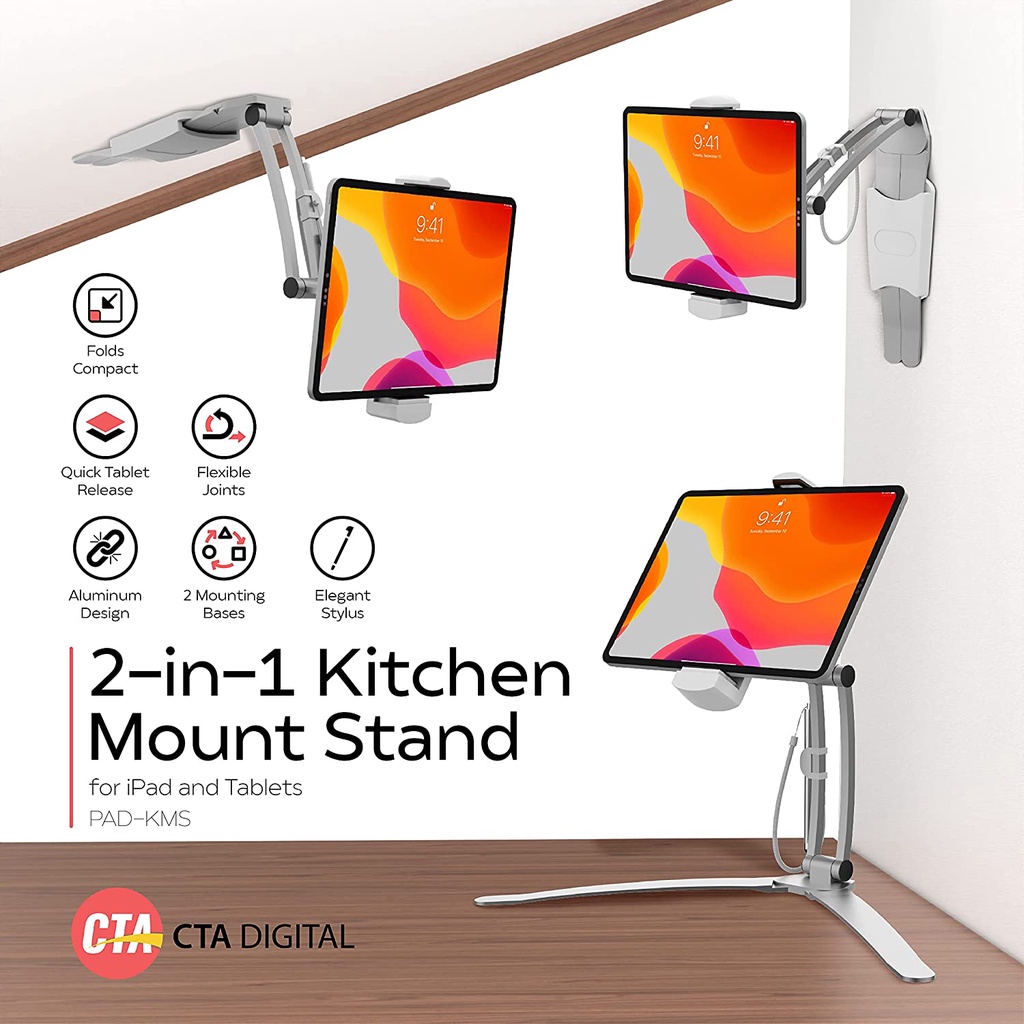 Jual Tablet Stand Holder Aluminium Alloy 2 IN 1 MOUNT STAND Tablet Stand Wall Mount Ipad Holder