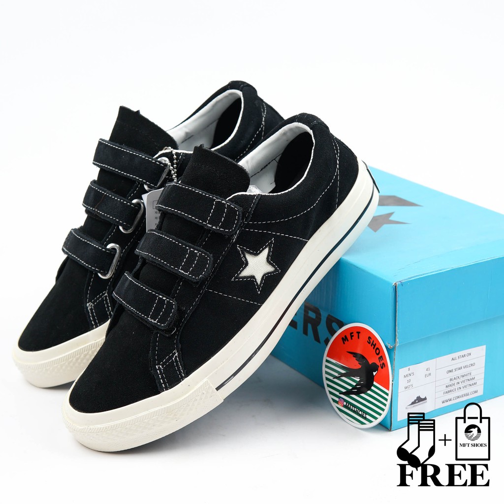 Jual SEPATU SNEAKERS CONVERSE ONE STAR VELCRO BLACK WHITE PREMIUM