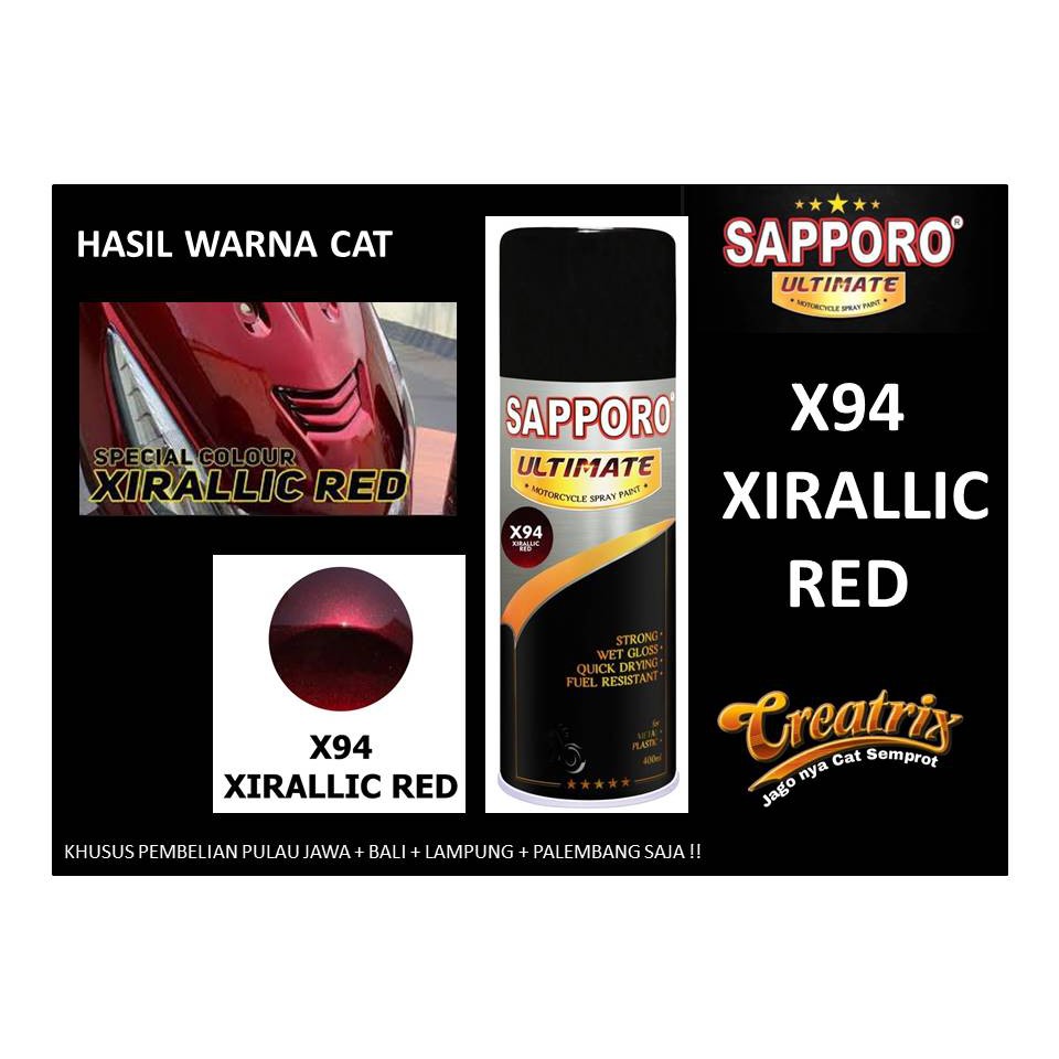 Jual Sapporo Ultimate X94 Xirallic Red / Sapporo Spray / Pilok / Pylox