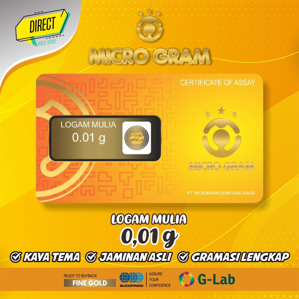 Jual EMAS MINI MICROGRAM 0.01 Gram LOGAM MULIA 24KARAT DIJAMIN ASLI ORIGINAL TERMURAH MICROGRAM