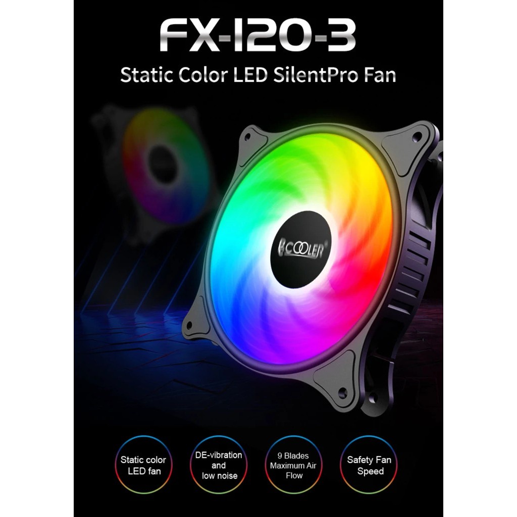 Jual FAN CASE PC COOLER PCCOOLER FX1203 Static Color LED 120mm Fan