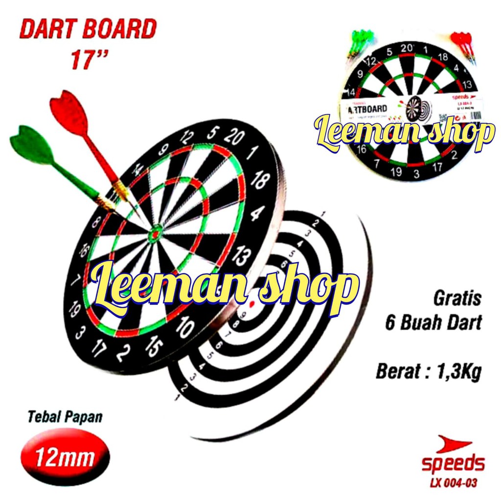 Jual DART GAME BESAR 17 INCH / PAPAN DART BOARD BESAR UKURAN 43 CM Shopee Indonesia