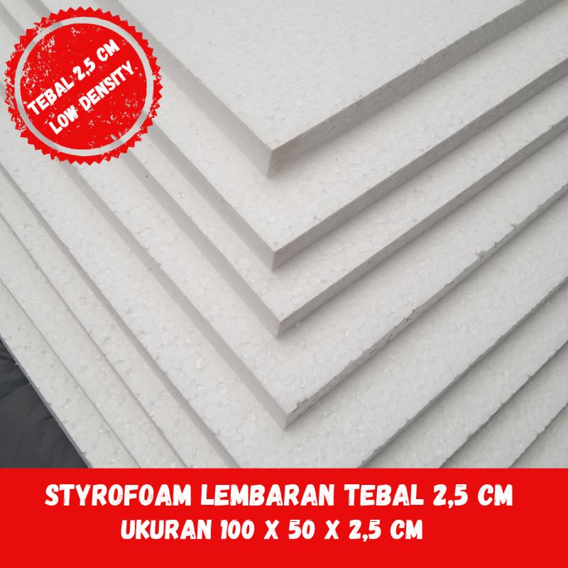 Jual styrofoam lembaran 2,5 cm low density ukuran 100 x 50 cm Shopee
