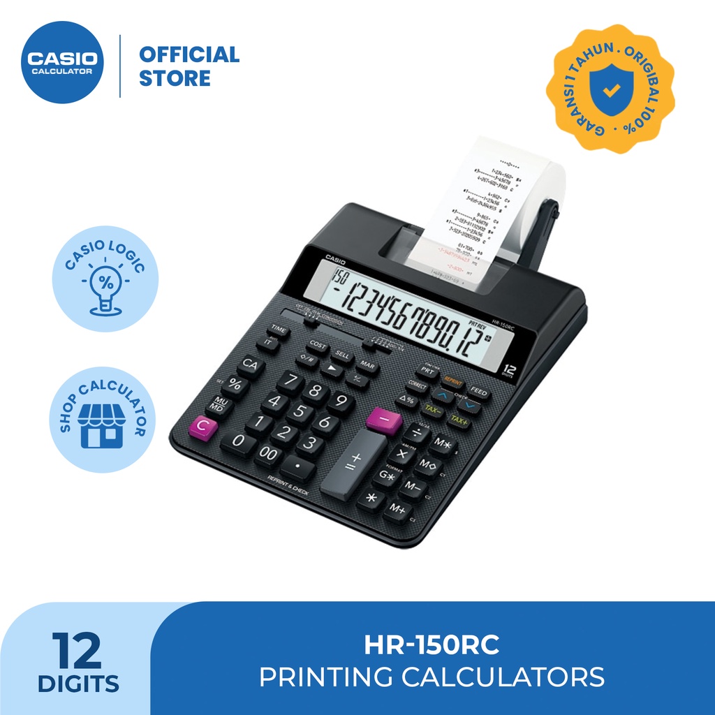 Jual CASIO KALKULATOR HR150RC Hitam Kalkulator Cetak/Kasir 12