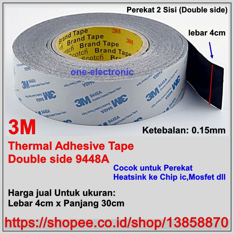 Jual Per 30cm 3M Thermal Adhesive Tape 3M Double Side 9448A Perekat