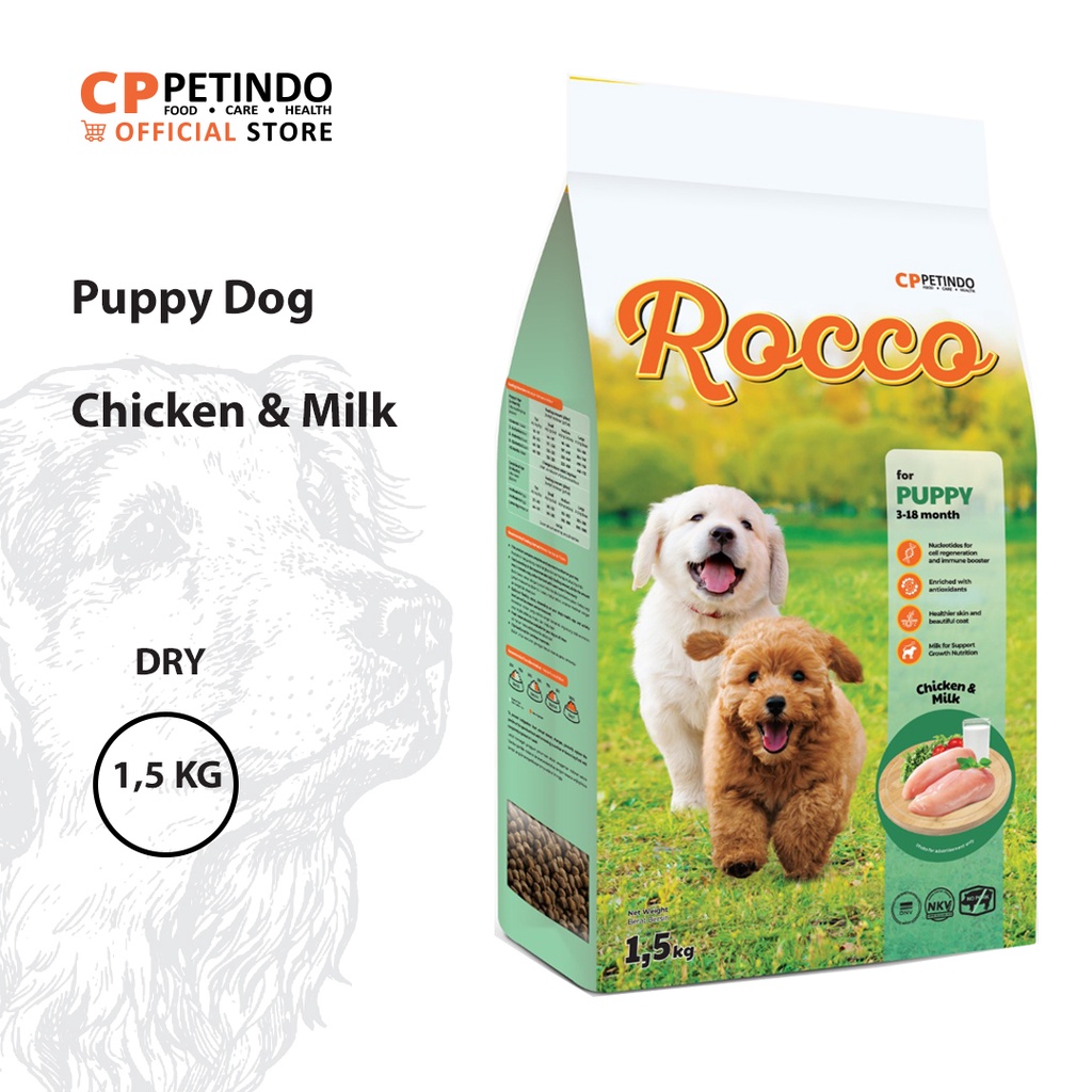 Jual CPPETINDO Rocco Chicken & Milk Puppy Dog Food 1,5 kg Shopee Indonesia
