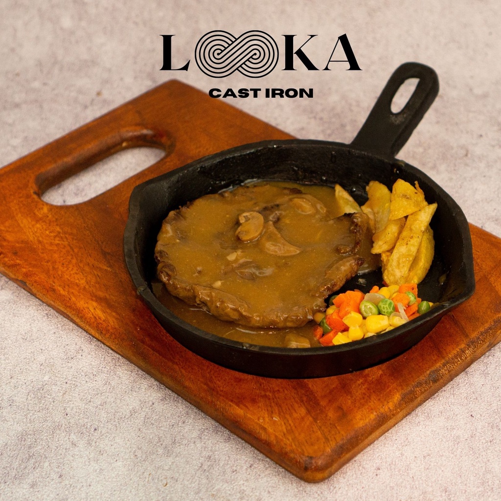 Jual Looka Cast Iron Hot Plate Steak / Piring Steak Frying Pan Shopee