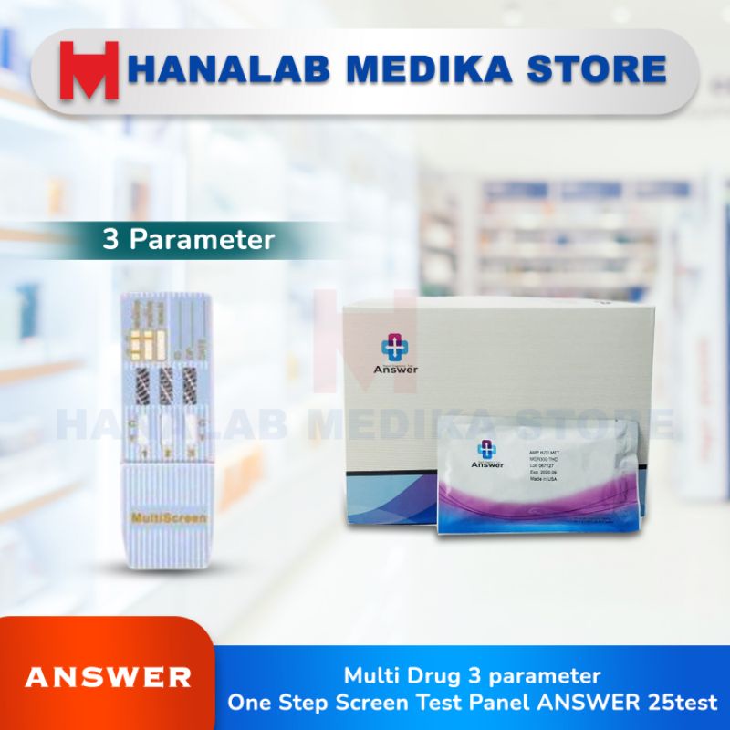 Jual ANSWER Multi Drug 3 parameter One Step Screen Test Panel 25test