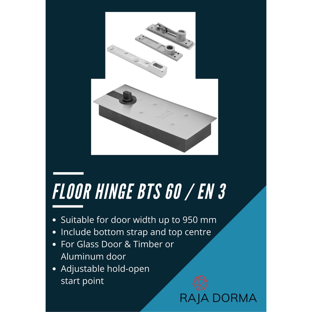 Jual Dorma Floor Hinge BTS60 EN3 HO with Accessories dormakaba BTS 60