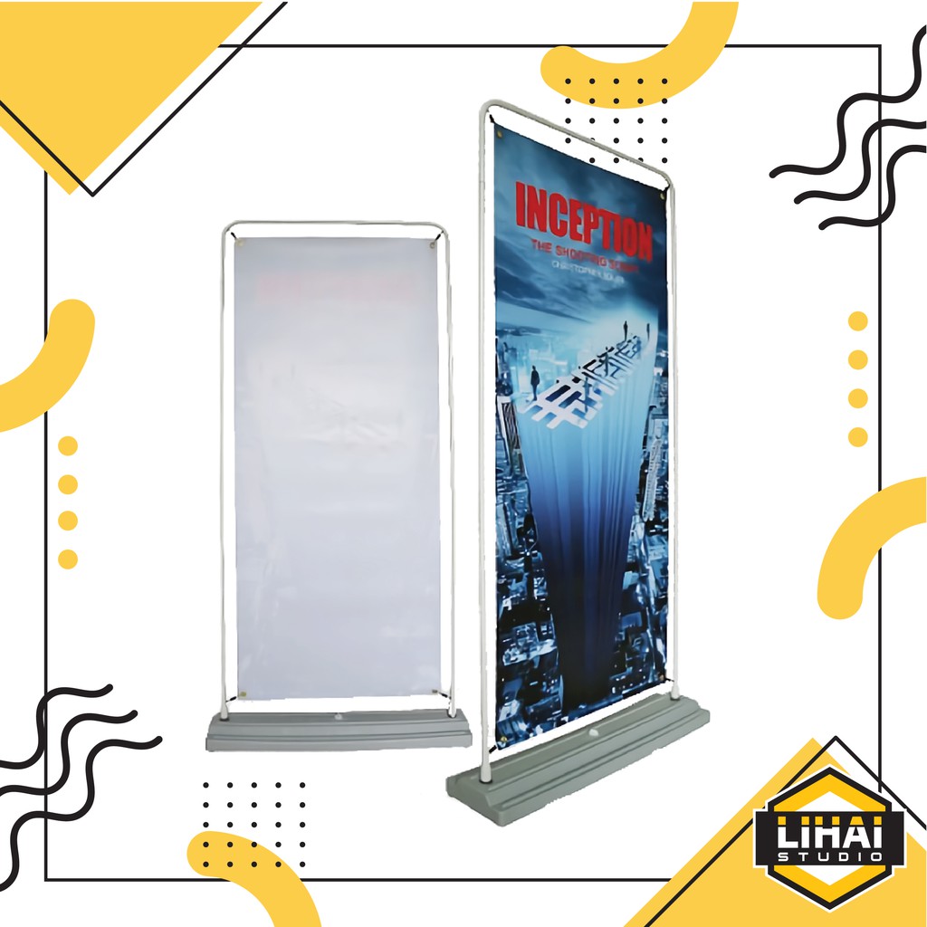 Jual Custom Design Cetak Standing Door Frame Banner Spanduk 160x60cm