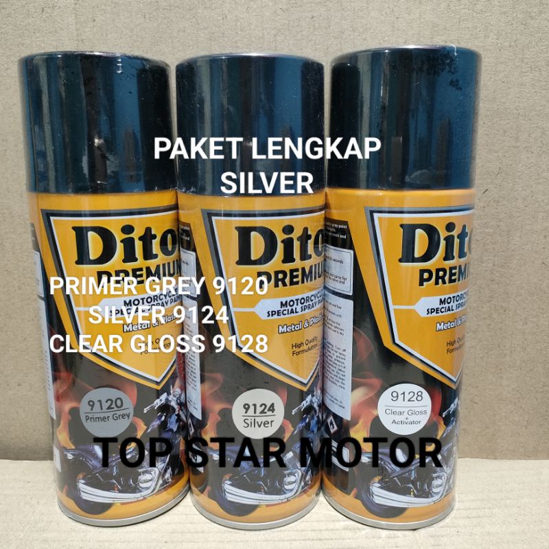 Jual Pilok Paket Lengkap Cat Diton Premium Primer Grey 9120 Silver 9124
