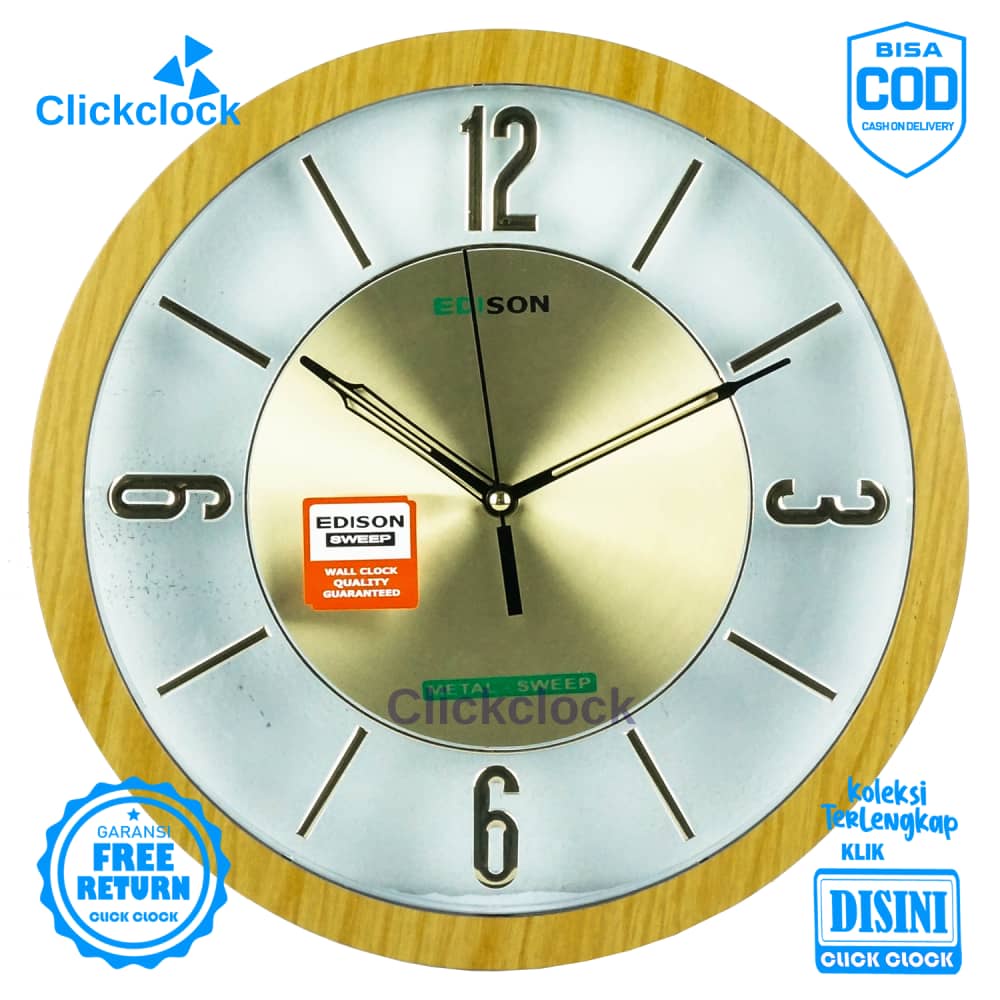 Jual Jam Dinding Analog Minimalis Coklat Muda Edison 3381 Besar Hiasan Rumah Murah Shopee